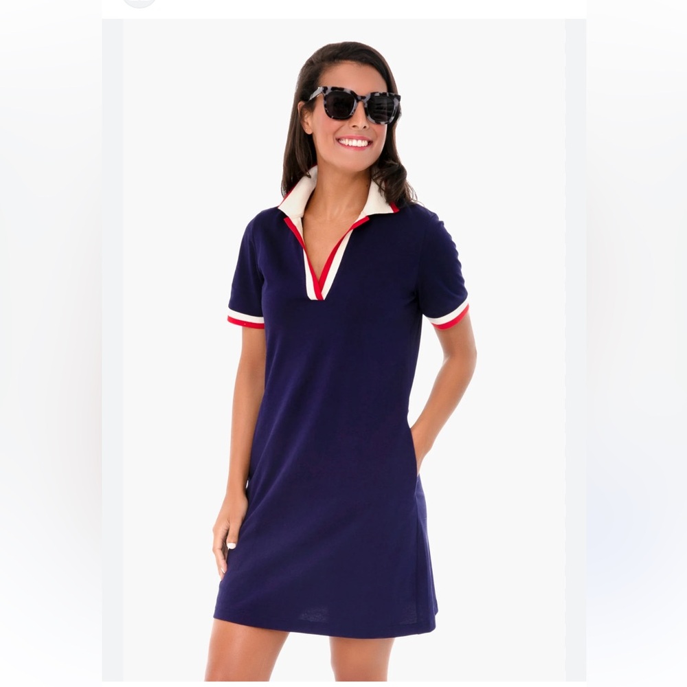 Tuckernuck || Hutton Polo Dress Midnight Navy Red White Blue